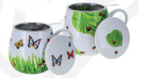 40167 MAX & SOPHIE Porzellan Deckelbecher Marienkäfer & Schmetterling 350 ml mit Edelstahlsieb, 2 Motive sortiert