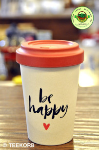 Bamboo To-Go Cup "Happy Calligraphy" 400ml