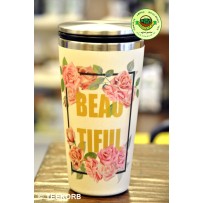 Bamboo Cup Edelstahl Deluxe Thermobecher Isolierbecher Becher to go "Beautiful Roses"